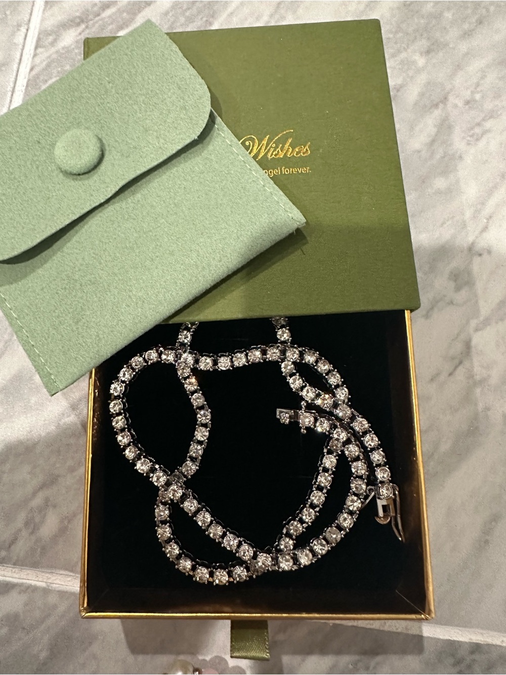 Wish Silver Crystal Tennis Necklace with Clear Stones